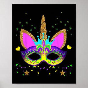 Einhorn und Maske Mardi Gras Girls Kinder Toodlers Poster