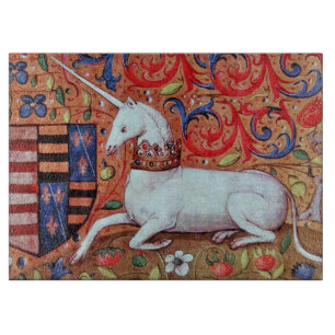 EINHORN UND MITTELALTERLICHE FANTASIEBLUMEN, BLUME SCHNEIDEBRETT