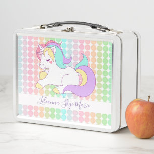 Einhorn- und Polka-Punkte Metall Brotdose