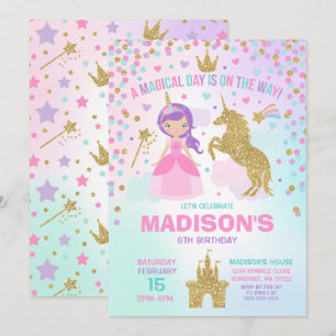 Einhorn und Prinzessin Invitation Magical Birthday Einladung