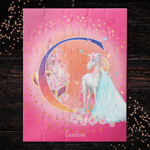 Einhorn und Prinzessin mit Schlossbuchstabe C Mono
