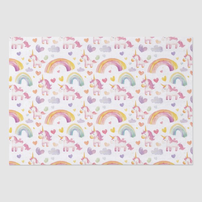 Einhorn und Rainbows Kindergeschenk Seidenpapier (Vorderseite)