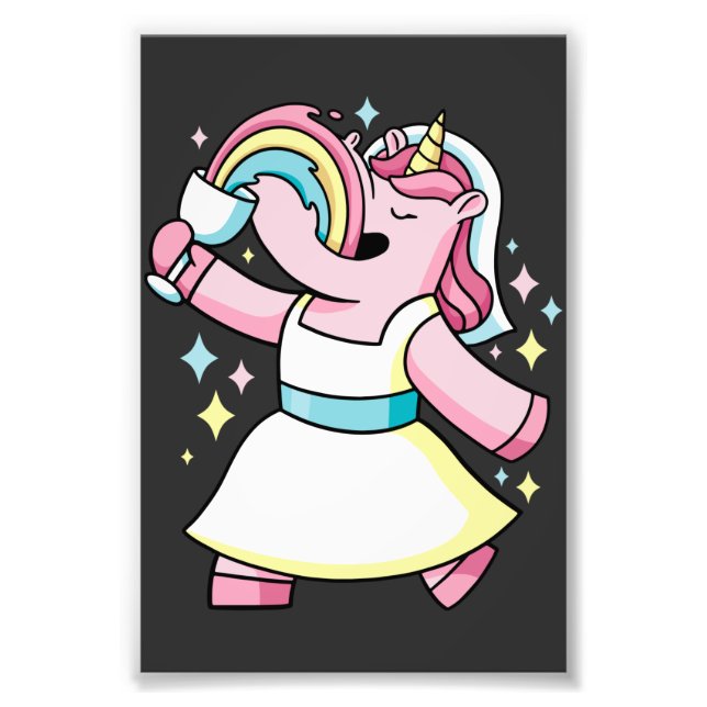 Einhorn und Regenbogen Fotodruck (Vorne)