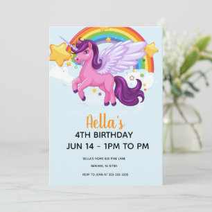 Einhorn und Regenbogen Geburtstag Einladung