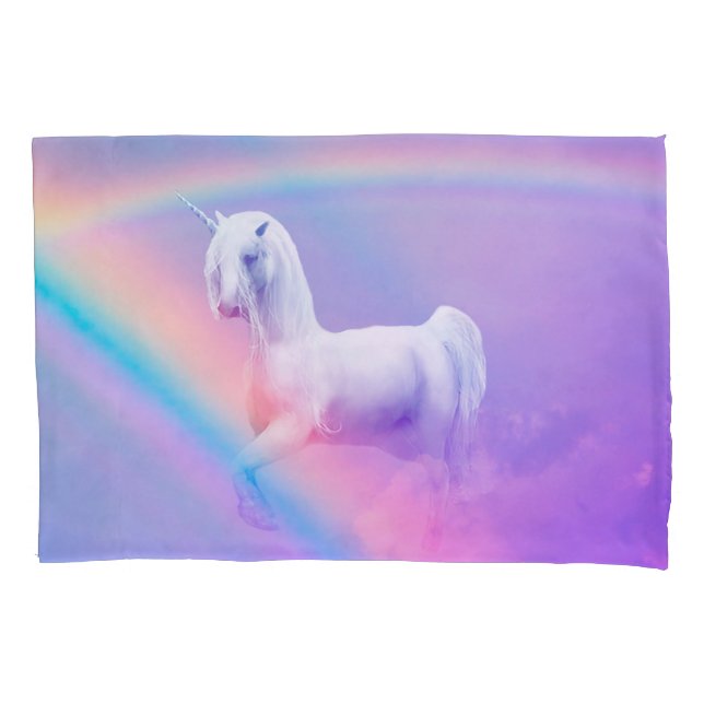 Einhorn und Regenbogen Kissenbezug (Vorderseite)