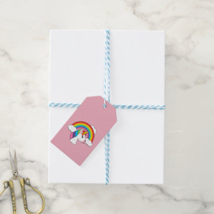 Einhorn und Regenbogen mit Wolken Kawaii Geschenkanhänger