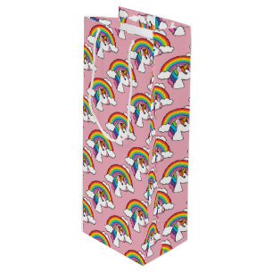 Einhorn und Regenbogen mit Wolken Kawaii Geschenktüte Für Weinflaschen
