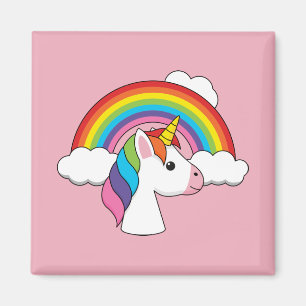 Einhorn und Regenbogen mit Wolken Kawaii Magnet