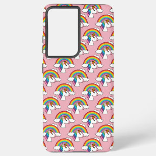 Einhorn und Regenbogen mit Wolken Kawaii Samsung Galaxy Hülle