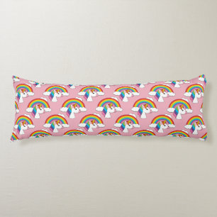 Einhorn und Regenbogen mit Wolken Kawaii Seitenschläferkissen