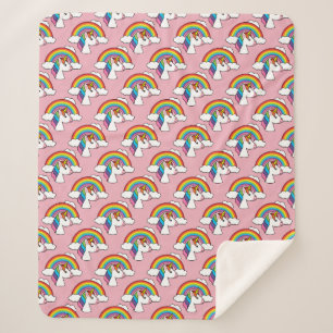 Einhorn und Regenbogen mit Wolken Kawaii Sherpadecke