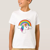 Einhorn und Regenbogen mit Wolken Kawaii