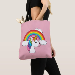 Einhorn und Regenbogen mit Wolken Kawaii Tasche