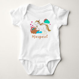 Einhorn und Regenbogen Niedlicher Personalisierter Baby Strampler