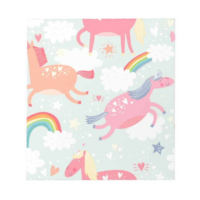 Einhorn und Regenbogen Notizblock (Vorderseite)