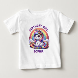 Einhorn und Regenbogen Personalisiert Baby T-shirt