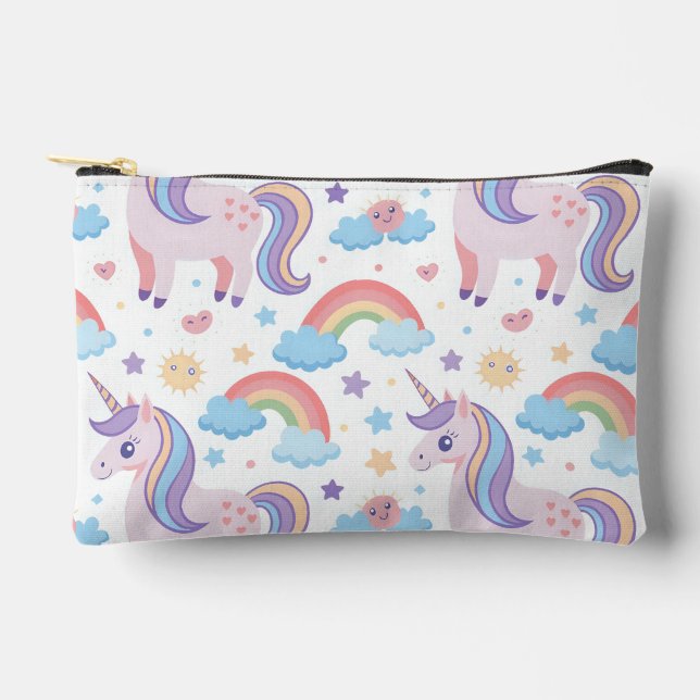 Einhorn und Regenbogen Zubehörtasche (Vorderseite)