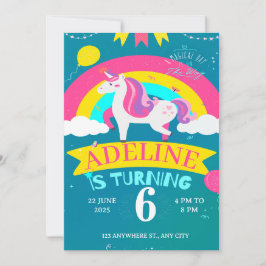 Einhorn- und Regenbogengeburt Einladung
