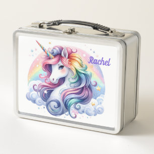 Einhorn- und Regenbogenmetalldose Metall Brotdose