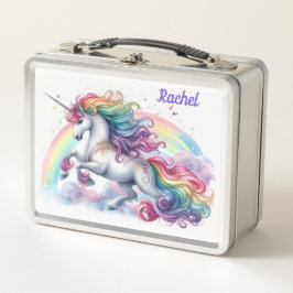 Einhorn- und Regenbogenmetalldose Metall Brotdose