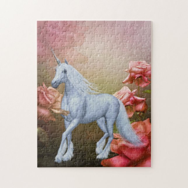 Einhorn und Rose Fantasy Horst Art (Vertikal)