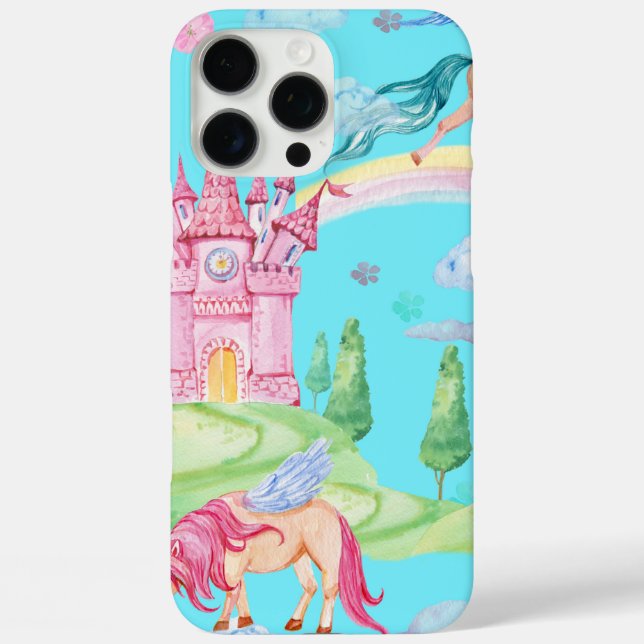 Einhorn und Schloss iPhone 16 Pro Max Hülle (Rückseite)
