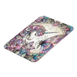 Einhorn und Schmetterling Magnet