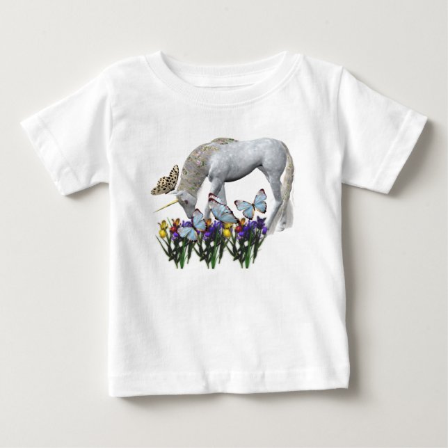 Einhorn und Schmetterlinge Baby T-shirt (Vorderseite)