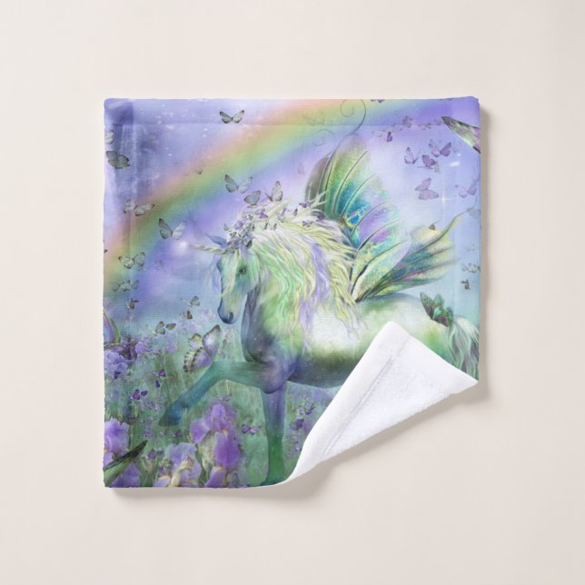 Einhorn und Schmetterlinge Waschlappen (Waschlappen)
