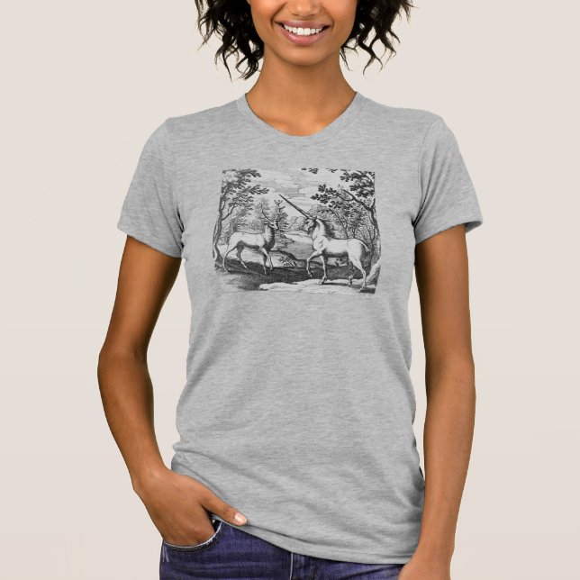 Einhorn und Stag im Wald T-Shirt (Vorderseite)