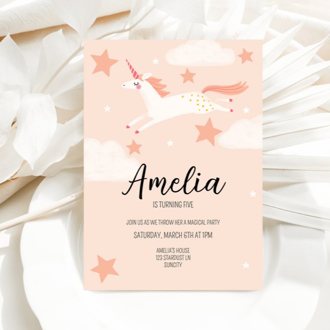 Einhorn und Sterne Geburtstag Einladung (Von Creator hochgeladen)