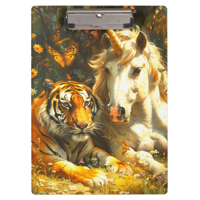 Einhorn und Tiger Klemmbrett (Vorderseite)