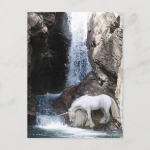 Einhorn und Wasserfall Postkarte