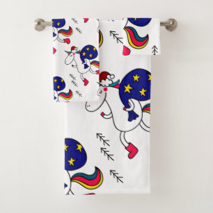 Einhorn und Weihnachten. Badhandtuch Set