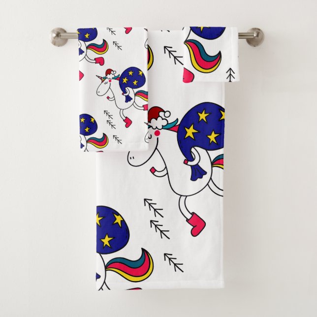 Einhorn und Weihnachten. Badhandtuch Set (Insitu)