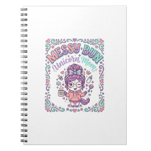 Einhorn-Unordentlicher-Bun-Einhorn-Mama-Retro-Stil Notizblock