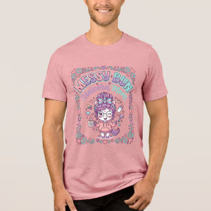 Einhorn-Unordentlicher-Bun-Einhorn-Mama-Retro-Stil Tri-Blend Shirt