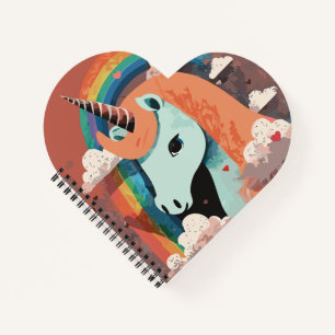 Einhorn unter Regenbogen & unter den Herzen Notizbuch