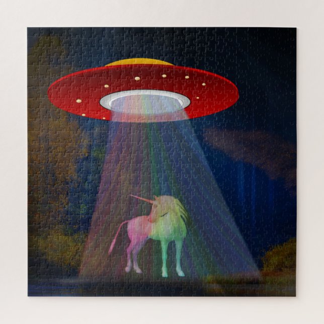 Einhorn unter UFO-Regenbogenbeam am Night, ZKoA (Vertikal)