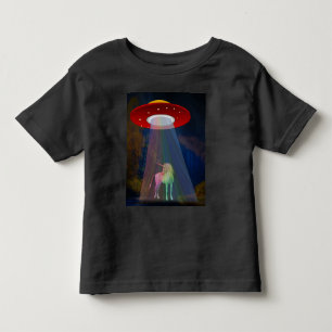 Einhorn unter UFO-Regenbogenbeam am Night, ZKoA Kleinkind T-shirt