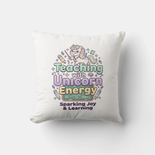 Einhorn-Unterricht mit Einhorn-Energie Fettgedruck Kissen