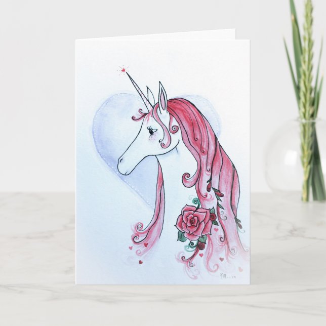 Einhorn Valentine Grußkarte Karte (Vorderseite)