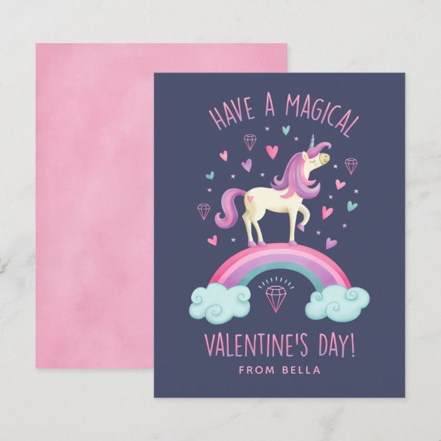 Einhorn-Valentinstag-Grußkarte Mitteilungskarte (Vorne/Hinten)