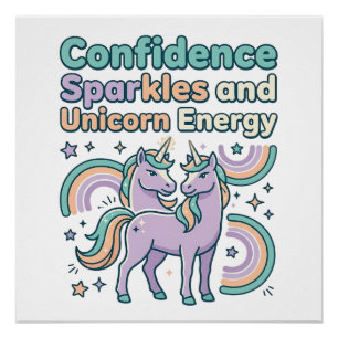 Einhorn-Vertrauensfunken und Einhorn-Energie-T-Shi Poster
