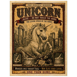 Einhorn, Vintage-Zirkusmonster Postkarte