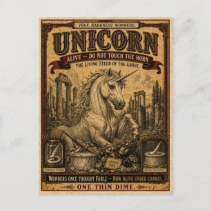 Einhorn, Vintage-Zirkusmonster Postkarte