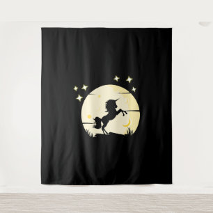 Einhorn vor dem Mond Wandteppich