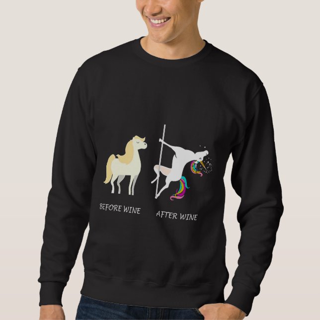 Einhorn vor Wein nach Wein 58 Sweatshirt (Vorderseite)