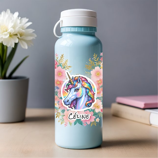 Einhorn Vorname Regenbogen Elegante Sterne Aufkleber (Von Creator hochgeladen)