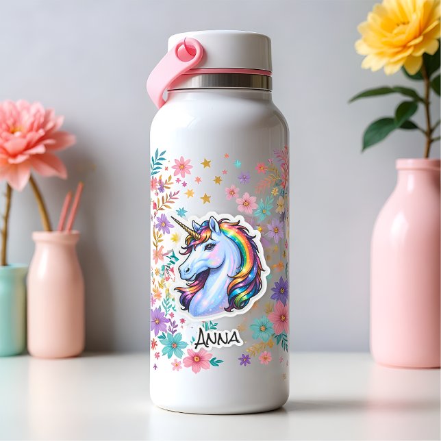 Einhorn Vorname Regenbogen-Sterne Kopf Aufkleber (Von Creator hochgeladen)